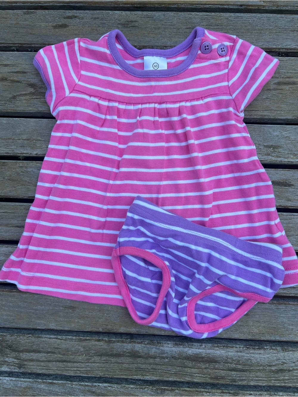 Hanna Andersson Pink & Purple Striped Dress with Matching Briefs